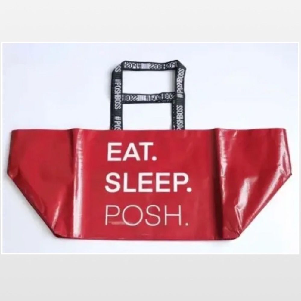 1 New Oversized Double-Handled Red Poshmark Tote Bag NWT - Picture 4 of 9